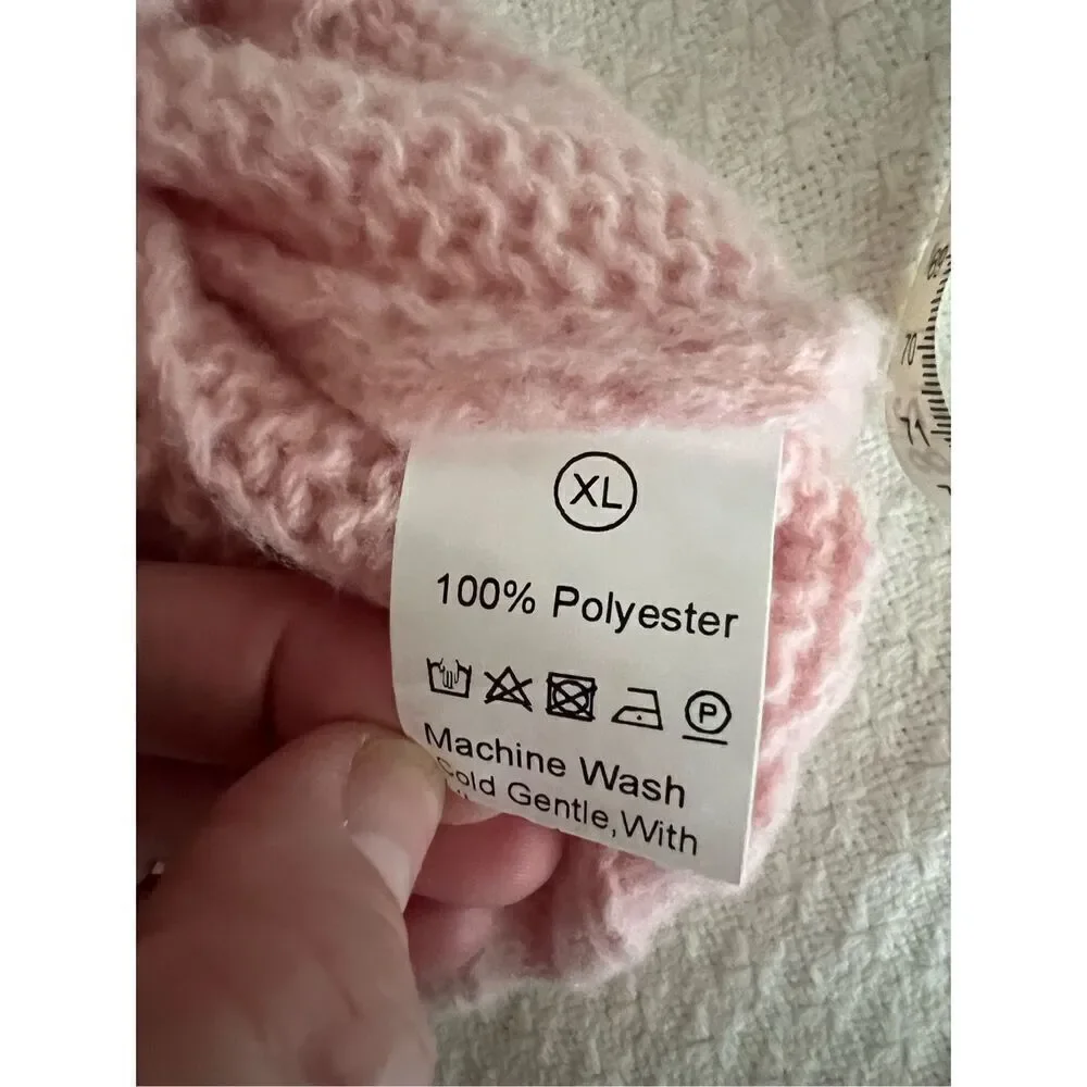 New pink lightweight cross banded sweater oversized crop size xl